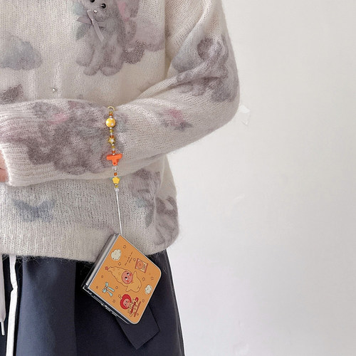 咖啡星星人适用三星zflip7/6/5/4/3手机壳新款小米mixflip2/1折叠屏外壳带挂绳荣耀vflip全包防摔保护套少女 - 图1