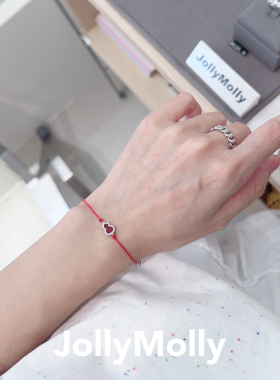 JollyMolly925银原创手链闺蜜礼物轻奢百搭重工红绳葫芦单钻手绳
