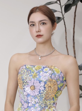 JollyMolly小众设计师满钻轻奢生日礼物送女友灰珍珠冰糖项链