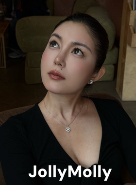 JollyMolly925银原创设计轻奢礼物百搭高碳钻镂空幸运草耳钉项链