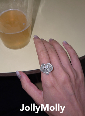 JollyMolly小众设计师925银轻奢生日礼物网红高级感重工兰花戒指