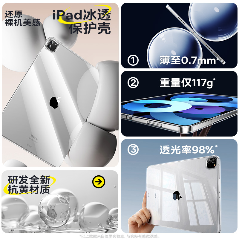 倍思ipadair5保护壳套2024新款pro透明4适用9九代10苹果10.2平板11英寸7轻薄8防摔弯2/3mini6全包2022硅胶9.7 - 图2