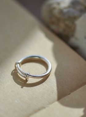 S925纯银泰国手工简约女复古可调节传统抽拉食指银戒指