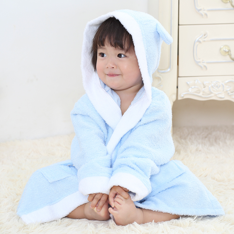 竹之锦儿童浴袍毛巾料带帽浴衣竹纤维宝宝洗澡浴衣吸水男孩女游泳
