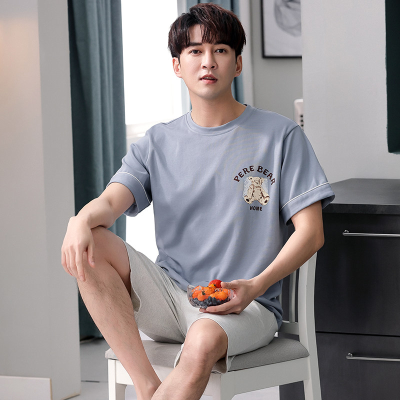 情侣睡裙夏季圆领男短袖纯棉睡衣 朗万路服饰睡衣/家居服套装