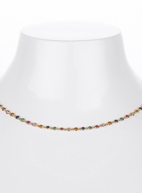 跨境电商新款s925纯银时尚创意多巴胺彩色款锁骨链潮流高级感项链