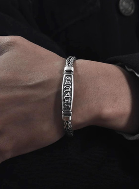 S925纯银六字真言手链男时尚编制手工金刚杵个性潮流饰品厂家直销