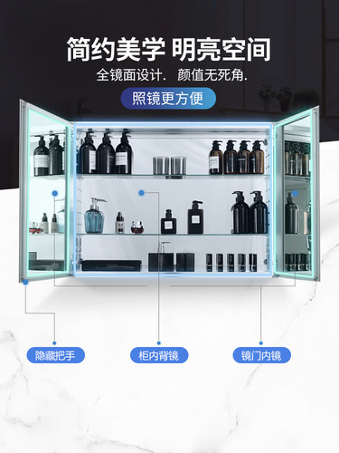 科勒浴室镜柜艾洛诗卫生间镜子收纳一体柜挂墙式浴镜柜镜箱24654T - 图0