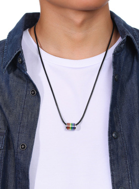 彩虹项链男士时尚情侣吊坠