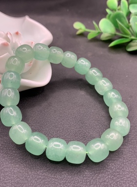 天然5A级东陵玉老型珠手串翠绿色玉石单圈手链男女手饰节日礼物