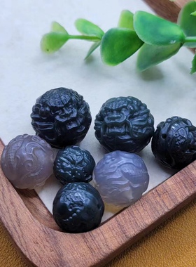 天然和田玉生肖龙珠子新疆塔青料青龙圆珠12 14 16 18 20mm龙珠
