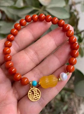 天然南红玛瑙圆珠手链手串