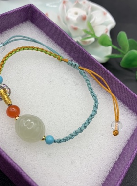 天然和田玉龟背手链手工编织富甲天下手绳龟甲龟壳背云diy小配饰