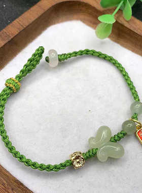 可调节蝴蝶手链天然和田玉和田玉