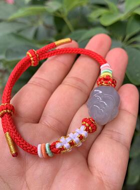 天然和田玉生肖猪手链烟紫玉山料十二生肖小肥猪手链属龙猴三合