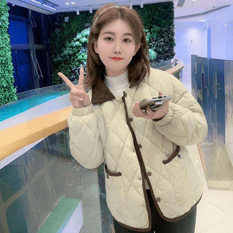 小香风菱格羽绒棉服女士2025冬季新款小个子棉袄外套轻薄保暖棉衣,淘宝优惠券,粉丝福利购,淘宝优惠卷