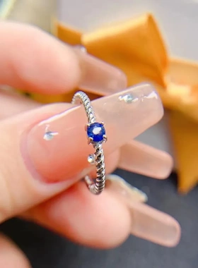 缘绘凤仪 天然小彩宝戒指925银镶嵌蓝宝石石榴石欧泊黄晶简约戒