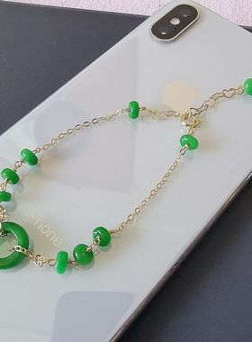 缘绘凤仪 33清仓特惠 干青玉石 14K镀金 编织手 链