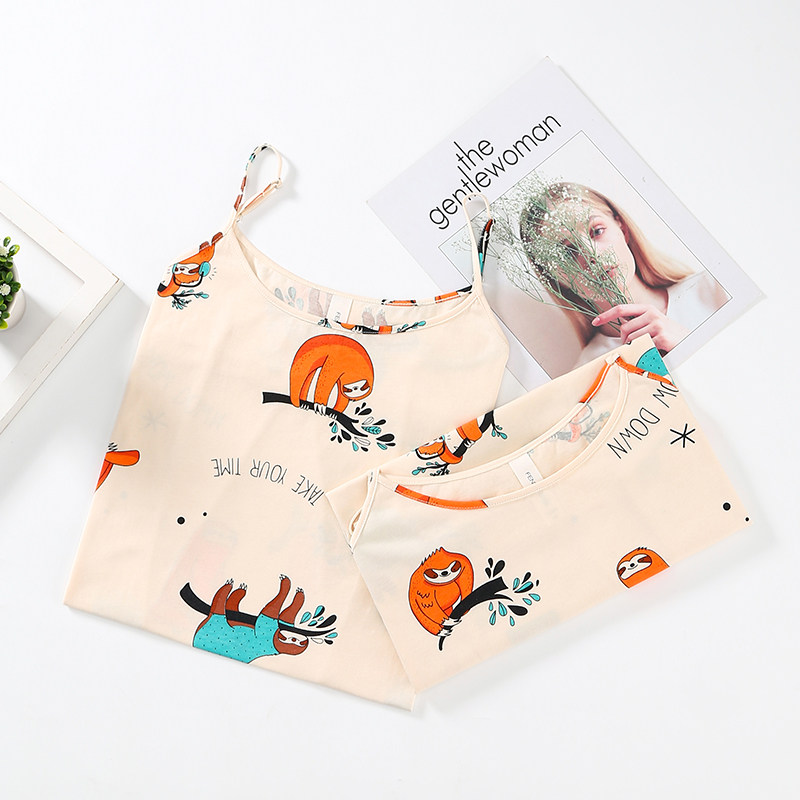 芬腾吊带睡裙夏纯棉韩版清新短裙 芬腾广东睡裙