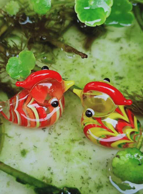 手工卡通小摆件小鸳鸯玻璃工艺品