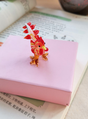 创意大公鸡玻璃工艺品小摆件琉璃手工制作小饰品礼物时尚个性