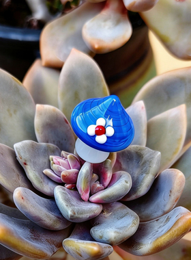 创意手工琉璃蘑菇小摆件  可爱花朵玻璃制品装饰桌面盆栽多肉造景