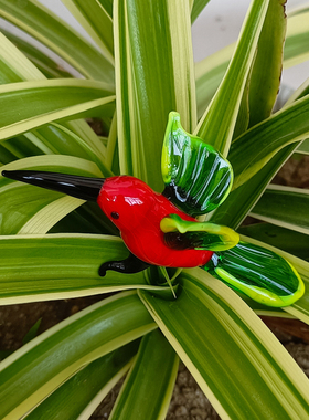 创意手工玻璃蜂鸟工艺品小摆件