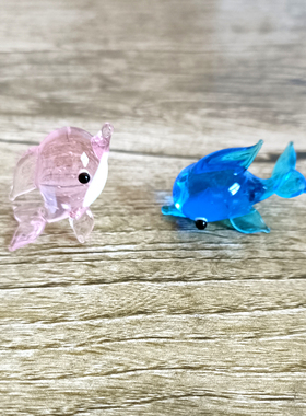 清仓处理创意手工迷你卡通海豚玻璃小摆件家居饰品海洋生物纪念品