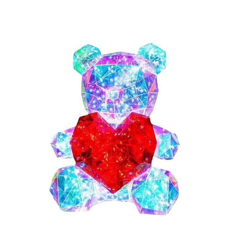 新款幻彩发光熊七夕节生日礼物送女生高级感摆件创意母亲节伴手礼