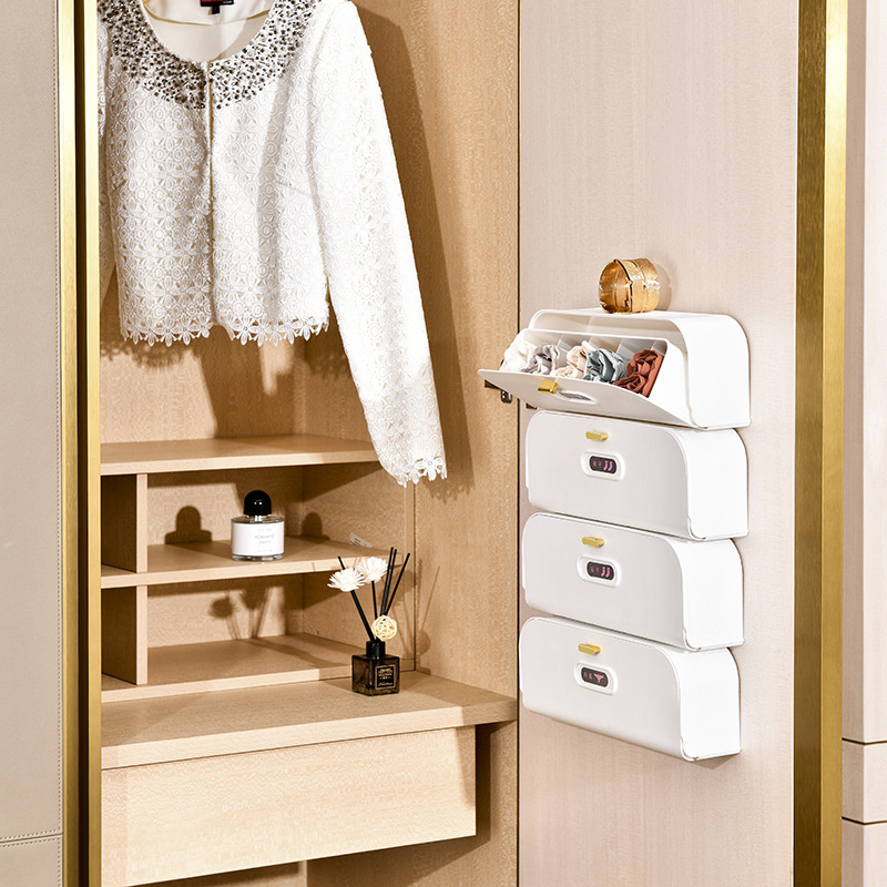 抽屉式内衣收纳盒宿舍神器袜子内裤衣橱免打孔家用衣柜壁挂整理箱 - 图2