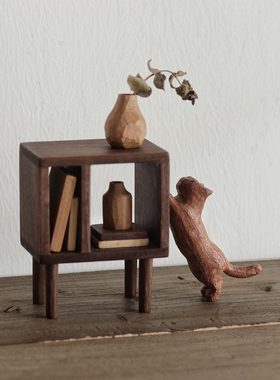 木猫泽无原创风纯手工雕刻摆件