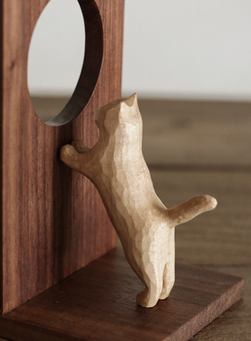 新中式原创纯手工摆件木猫