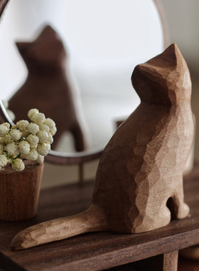 木猫泽无原创纯手工雕刻摆件