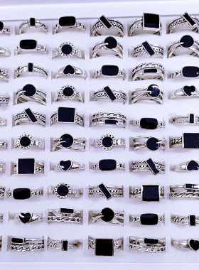 跨境电商饰品出口外贸复古古银黑色画油戒指wish货源夜市地摊饰品