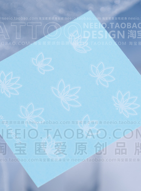 neeio纹身贴 白色小莲花 简单线条小图案花钿耳后手部防水女