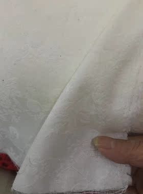 富康毛料米白立体微弹浮雕织银线感复古凸面花纹重磅提花面料