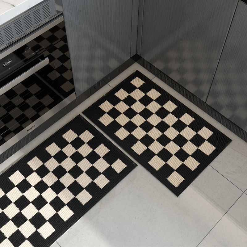棋盘格厨房专用地垫防滑吸水防油污耐脏脚垫长条可擦免洗编织地毯,淘宝优惠券,粉丝福利购,淘宝优惠卷