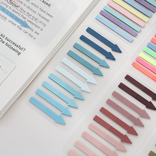 极细便签渐变彩色索引贴重点阅读标记便利贴读书笔记标签记号贴纸 - 图0