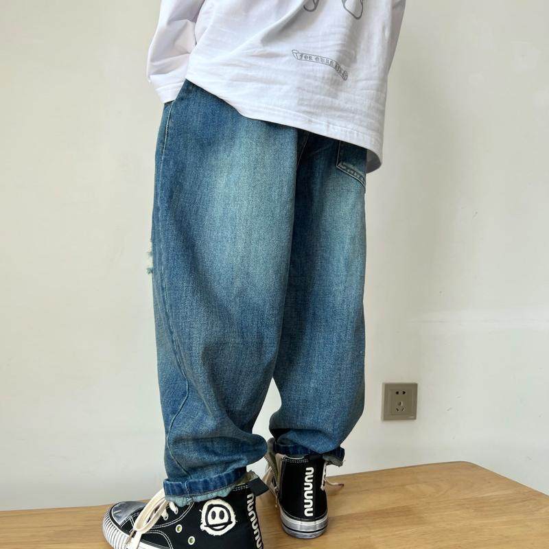 DLIDLIKIDS春季新款男女童猫抓破洞牛仔柔顺章仔阔腿哈伦儿童长裤,淘宝优惠券,粉丝福利购,淘宝优惠卷