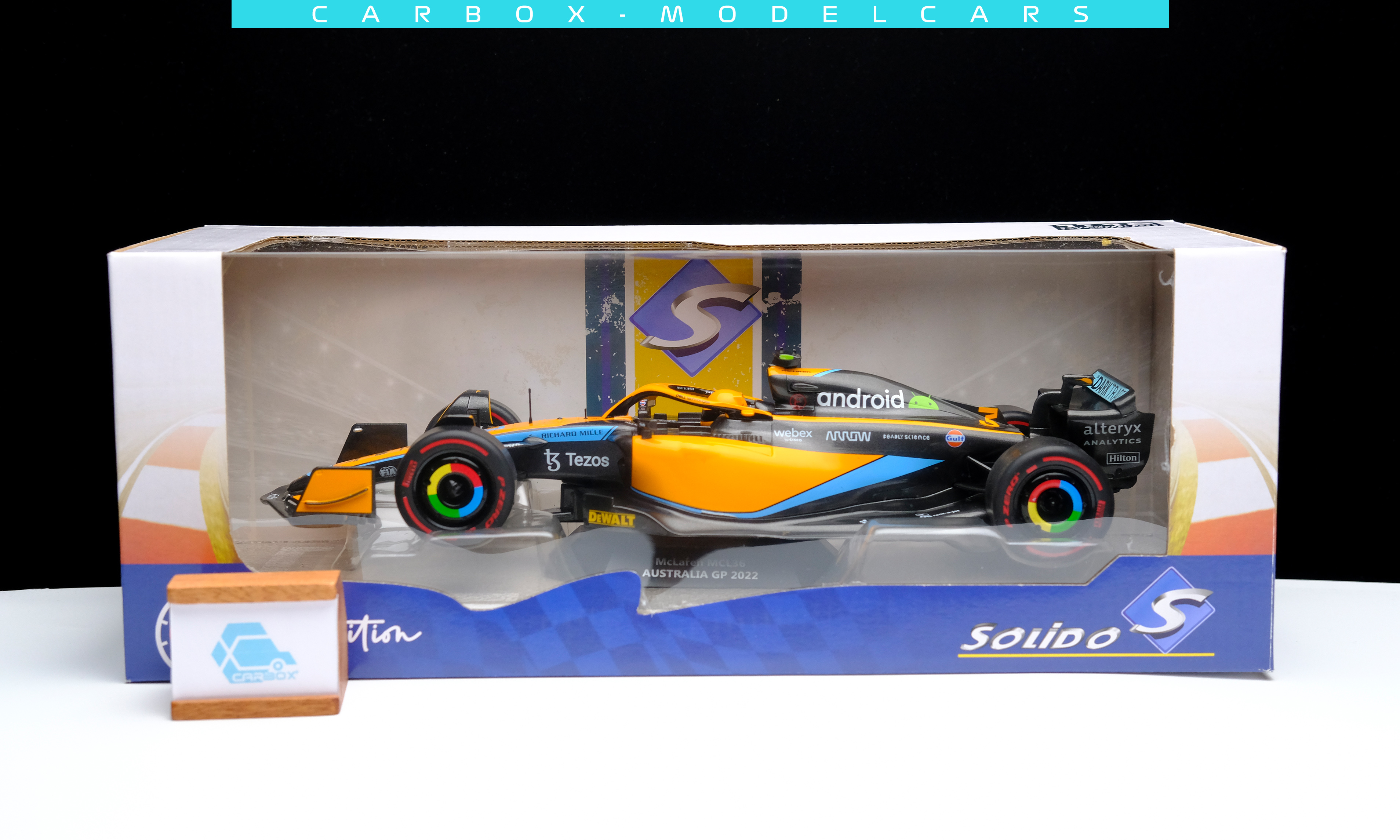 [CarBox] Solido 1:18 迈凯伦 MCL36 F1赛车模型里卡多澳大利亚站 - 图3