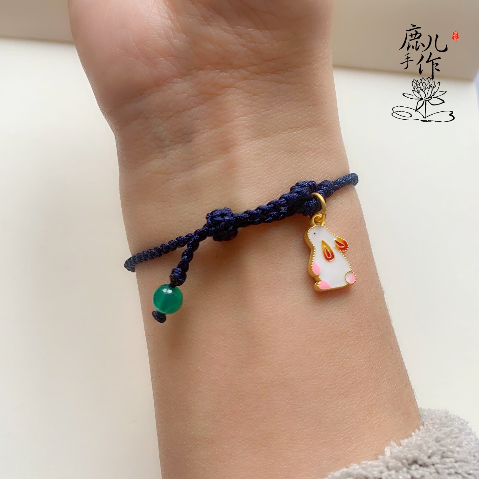 【望月】原创情侣可调节手绳自制diy编织材料包红绳一对送教程 - 图3