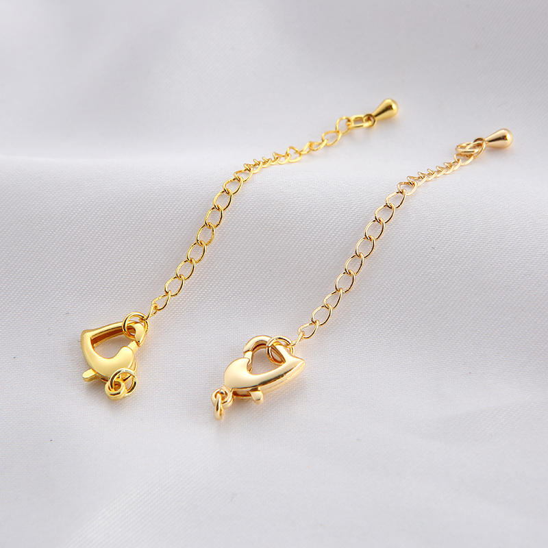 14K包金桃心扣尾链延长链手工DIY饰品配件项链手链可调节加长链条 - 图0