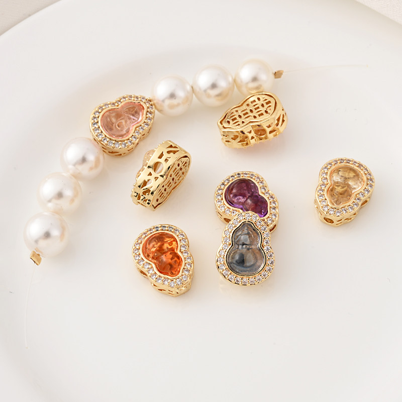 14K包金高保微镶锆石国风葫芦魔盒隔珠手工diy手链手串四通转运珠,淘宝优惠券,粉丝福利购,淘宝优惠卷