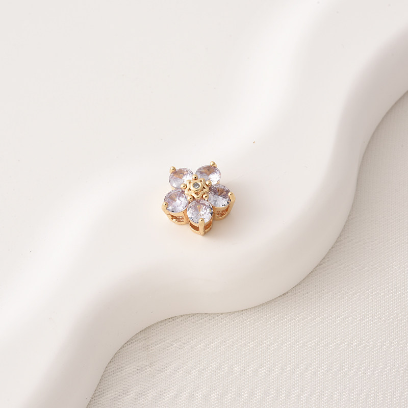 14K包金镶锆石五瓣花单排四通隔珠手工diy珍珠手链双排银色多通,淘宝优惠券,粉丝福利购,淘宝优惠卷