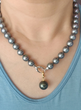 澳洲深海贝壳镜面极光珍珠吊坠