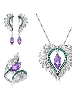 店主自留意大利古董珠宝复古风天使之翼天然彩宝绿玛瑙925银戒指