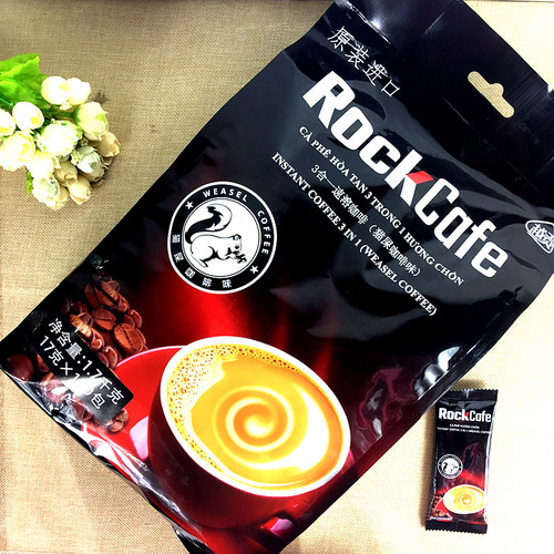 越南进口rockcafe越贡100条三合一猫屎咖啡味速溶1700g包邮袋装 - 图0