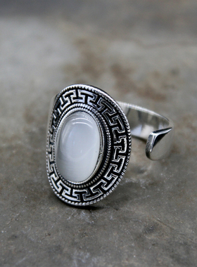 蒙歌马鞍戒指黑玛瑙霸气复古