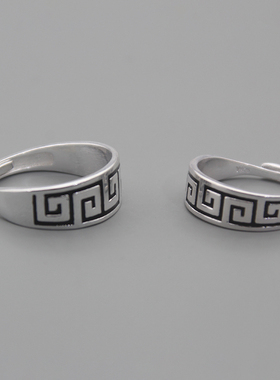 蒙古元素情侣对戒925银马蹄纹