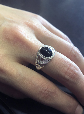 蒙歌银饰品女款小巧黑松藏族戒指